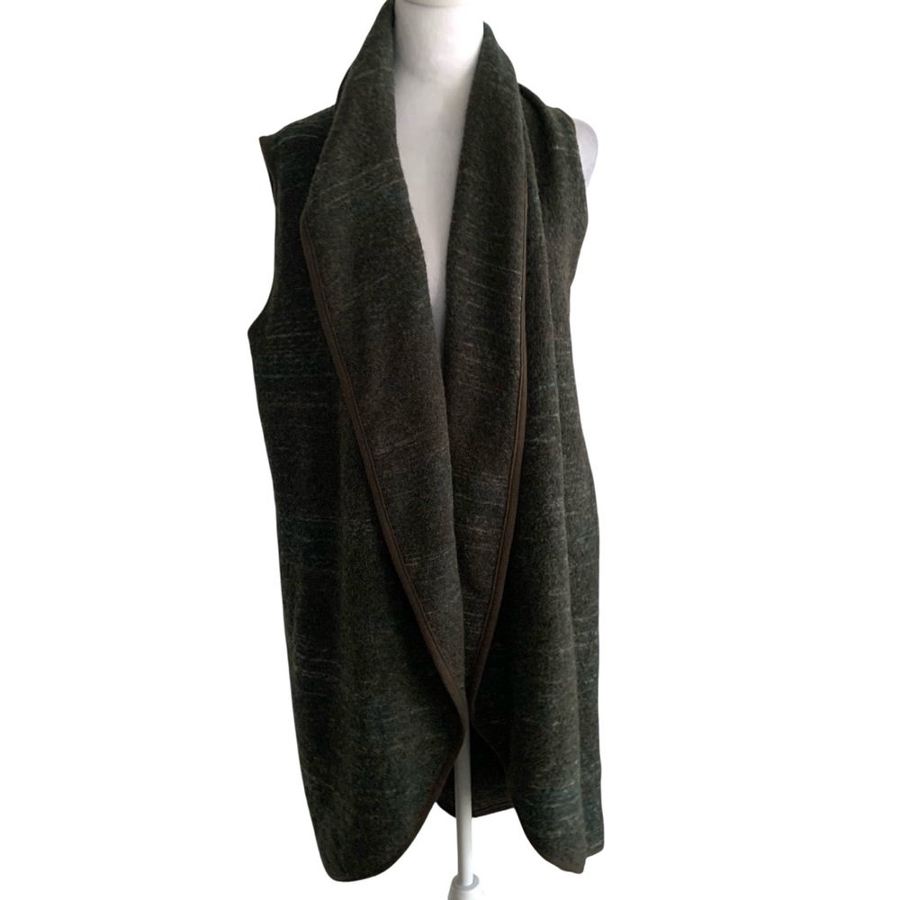 Lucky Brand Women’s L/XL Wool Blend Multicolor Open Front Knit Long Sweater Vest